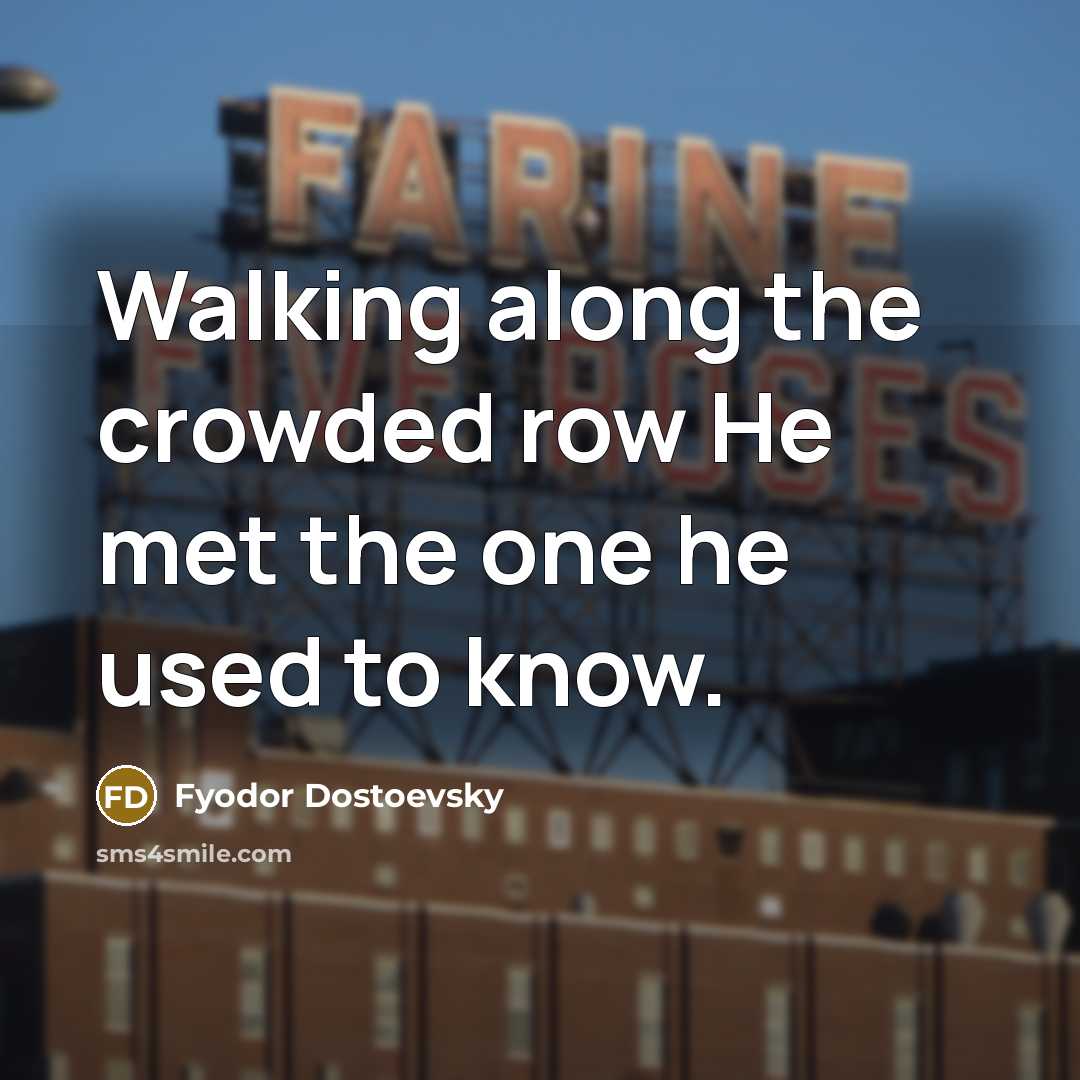 “Walking along the crowded row He met the one he…” quote by Fyodor Dostoevsky