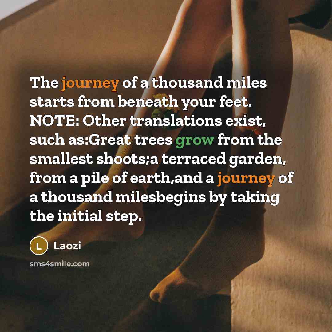 “The journey of a thousand miles starts from beneath your…” quote by Laozi
