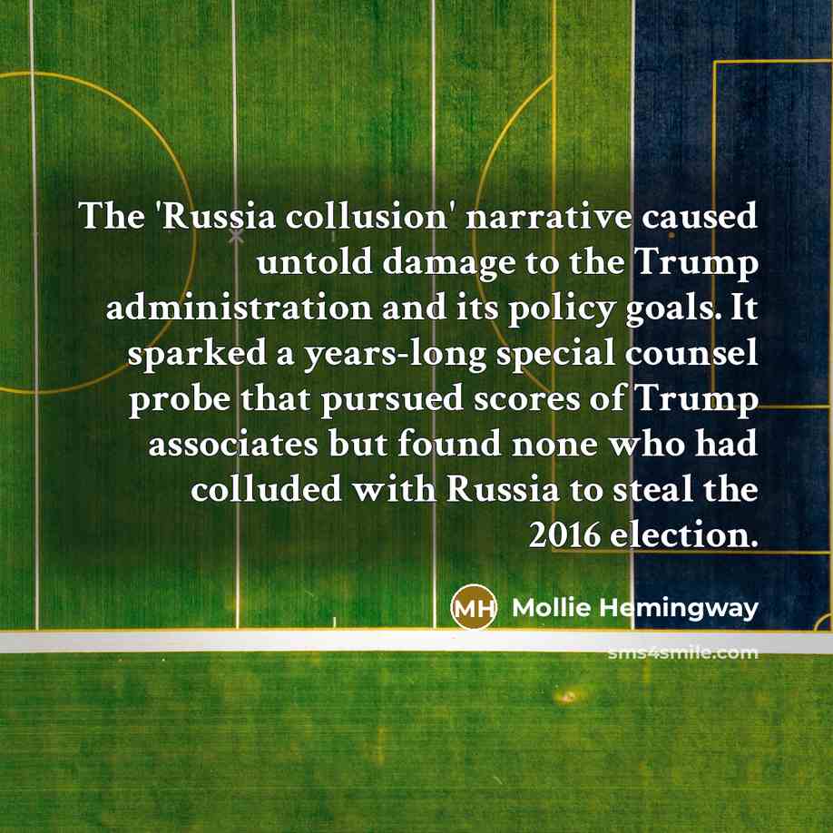 “The 'Russia collusion' narrative caused untold damage to the Trump…” quote by Mollie Hemingway