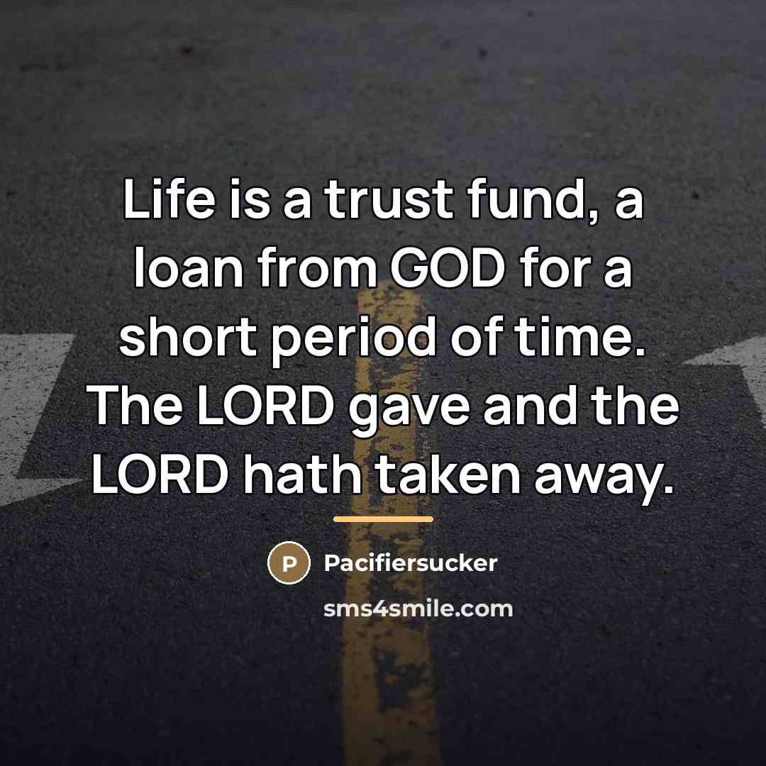 “Life is a trust fund, a loan from GOD for…” quote by Pacifiersucker