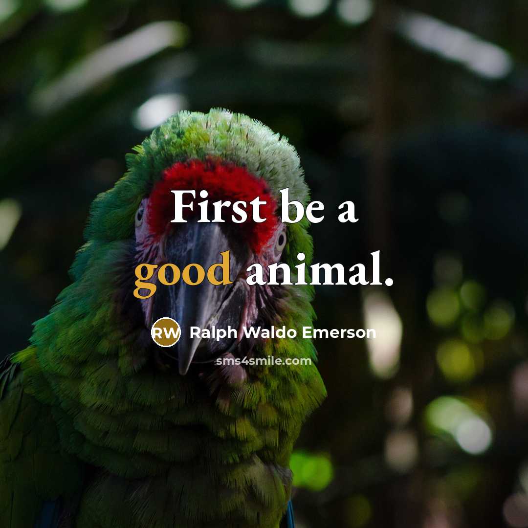 “First be a good animal.…” quote by Ralph Waldo Emerson