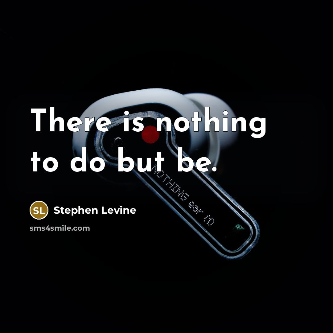“There is nothing to do but be.…” quote by Stephen Levine