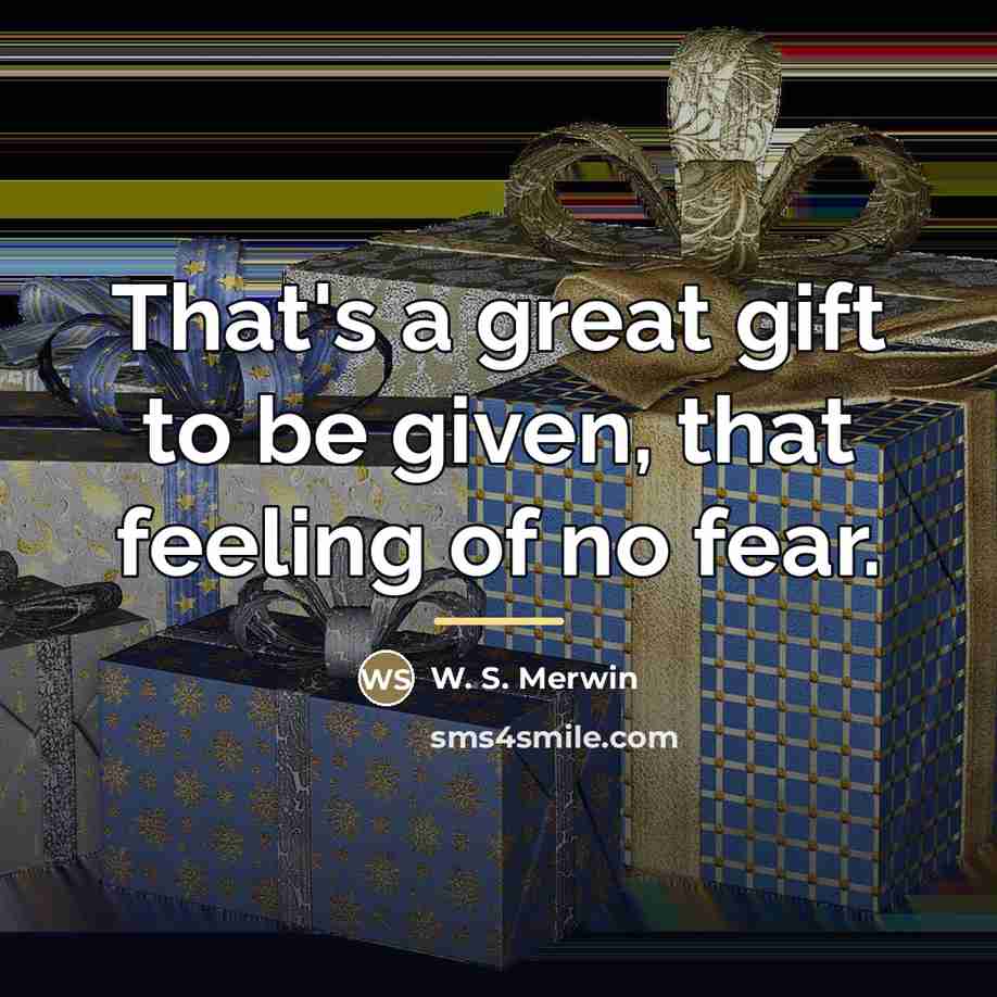 “That's a great gift to be given, that feeling of…” quote by W. S. Merwin