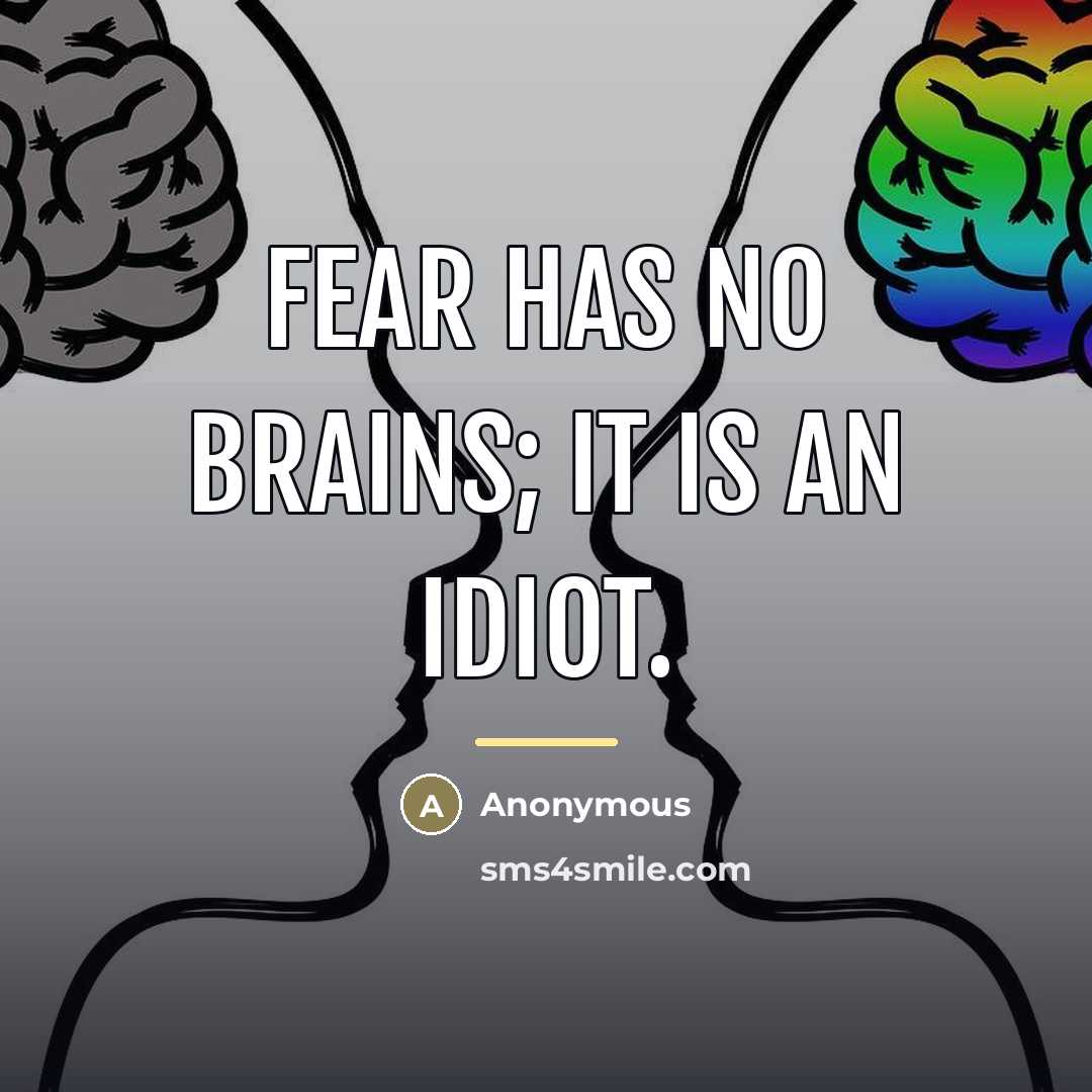 “Fear has no brains; it is an idiot.…” quote by Anonymous