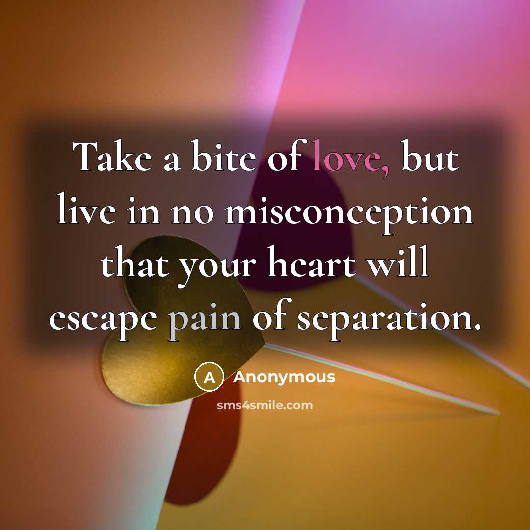 “Take a bite of love, but live in no misconception…” quote by Anonymous