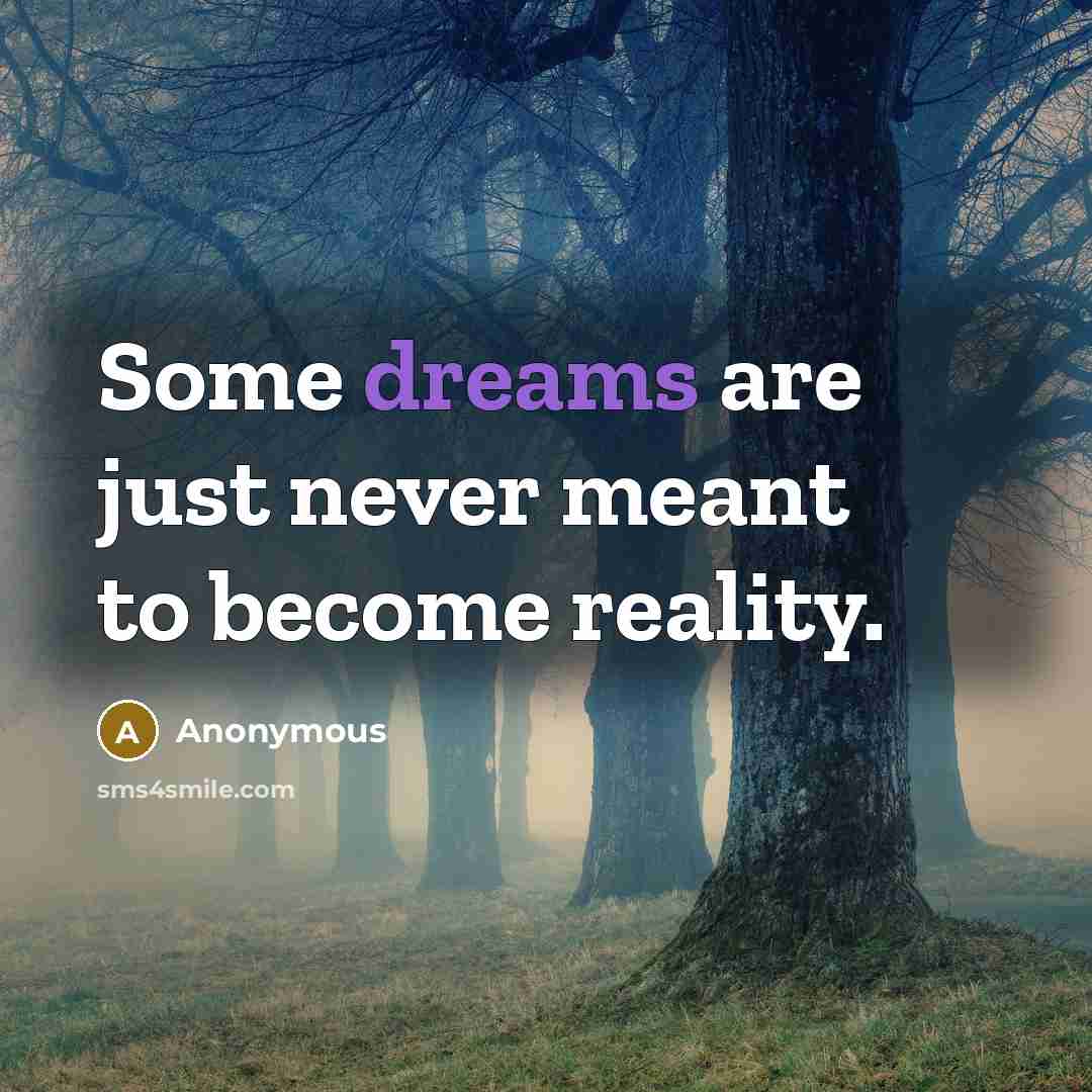 “Some dreams are just never meant to become reality.” quote by Anonymous