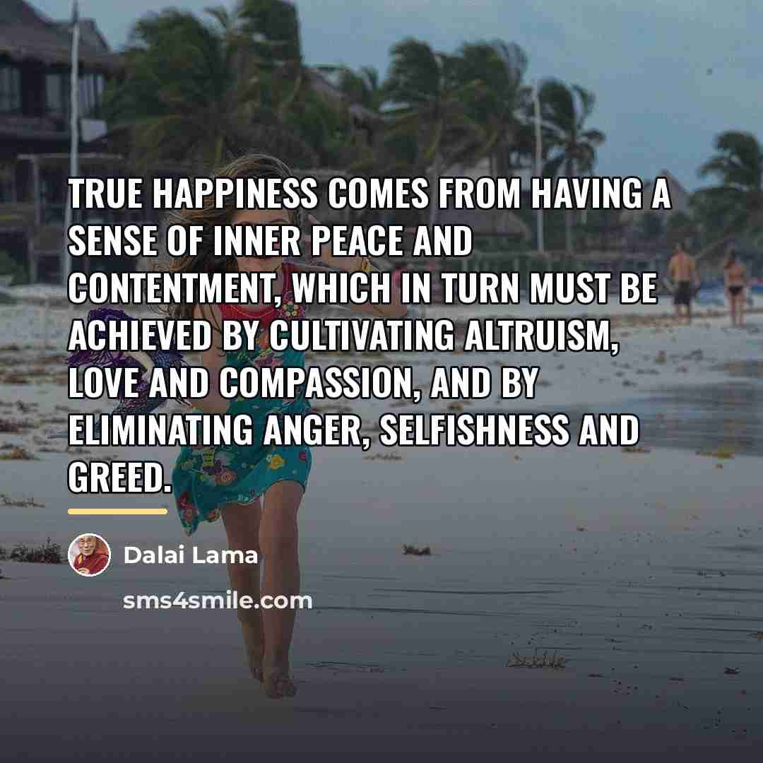 “True happiness comes from having a sense of inner peace…” quote by Dalai Lama