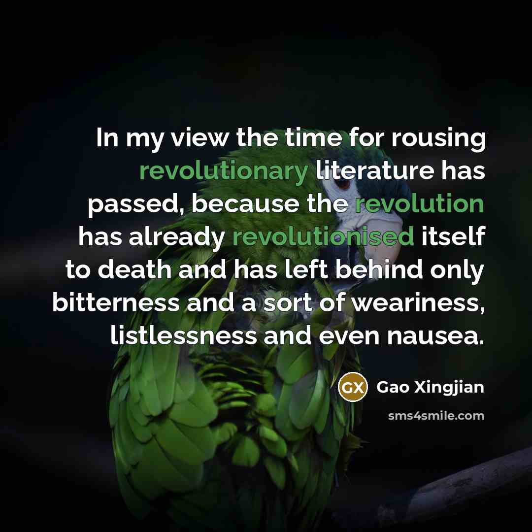 “In my view the time for rousing revolutionary literature has…” quote by Gao Xingjian