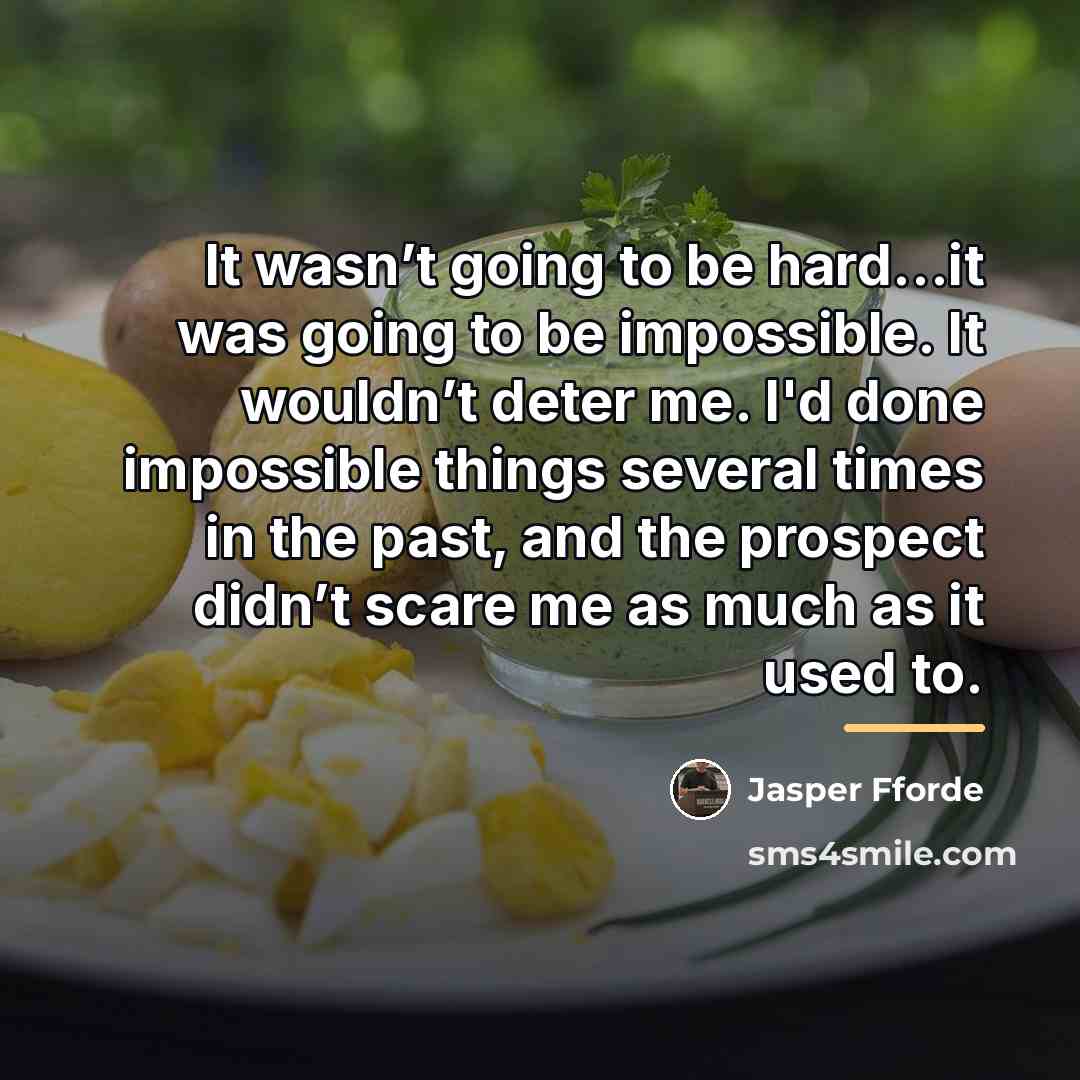 “It wasn’t going to be hard…it was going to be…” quote by Jasper Fforde
