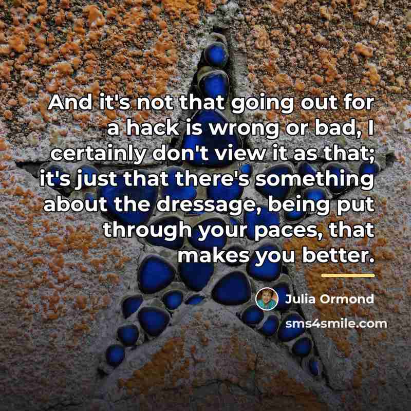 “And it's not that going out for a hack is…” quote by Julia Ormond