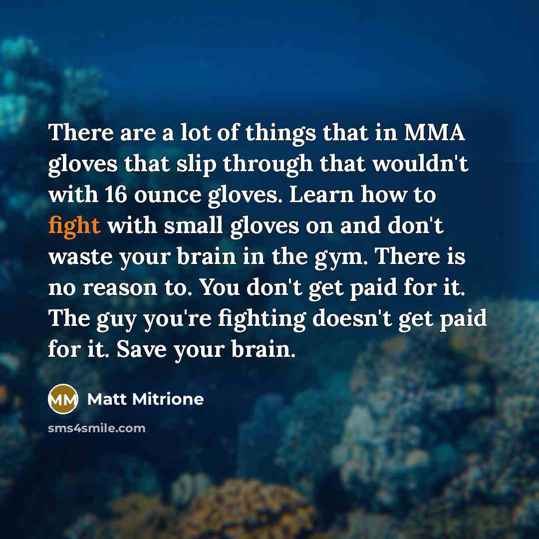 “There are a lot of things that in MMA gloves…” quote by Matt Mitrione