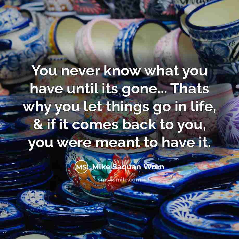 “You never know what you have until its gone... Thats…” quote by Mike Saquan Wren