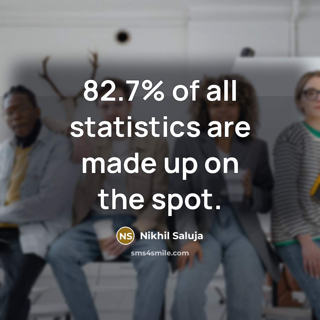 “82.7% of all statistics are made up on the spot.…” quote by Nikhil Saluja