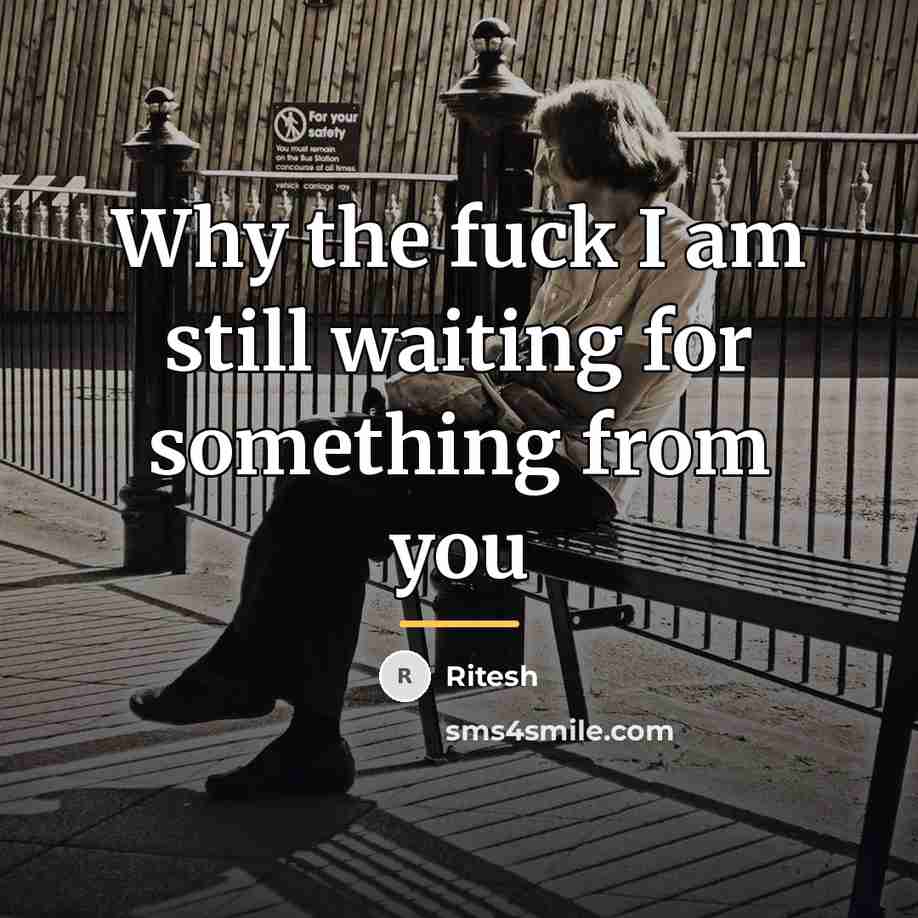 “Why the fuck I am still waiting for something from…” quote by Ritesh