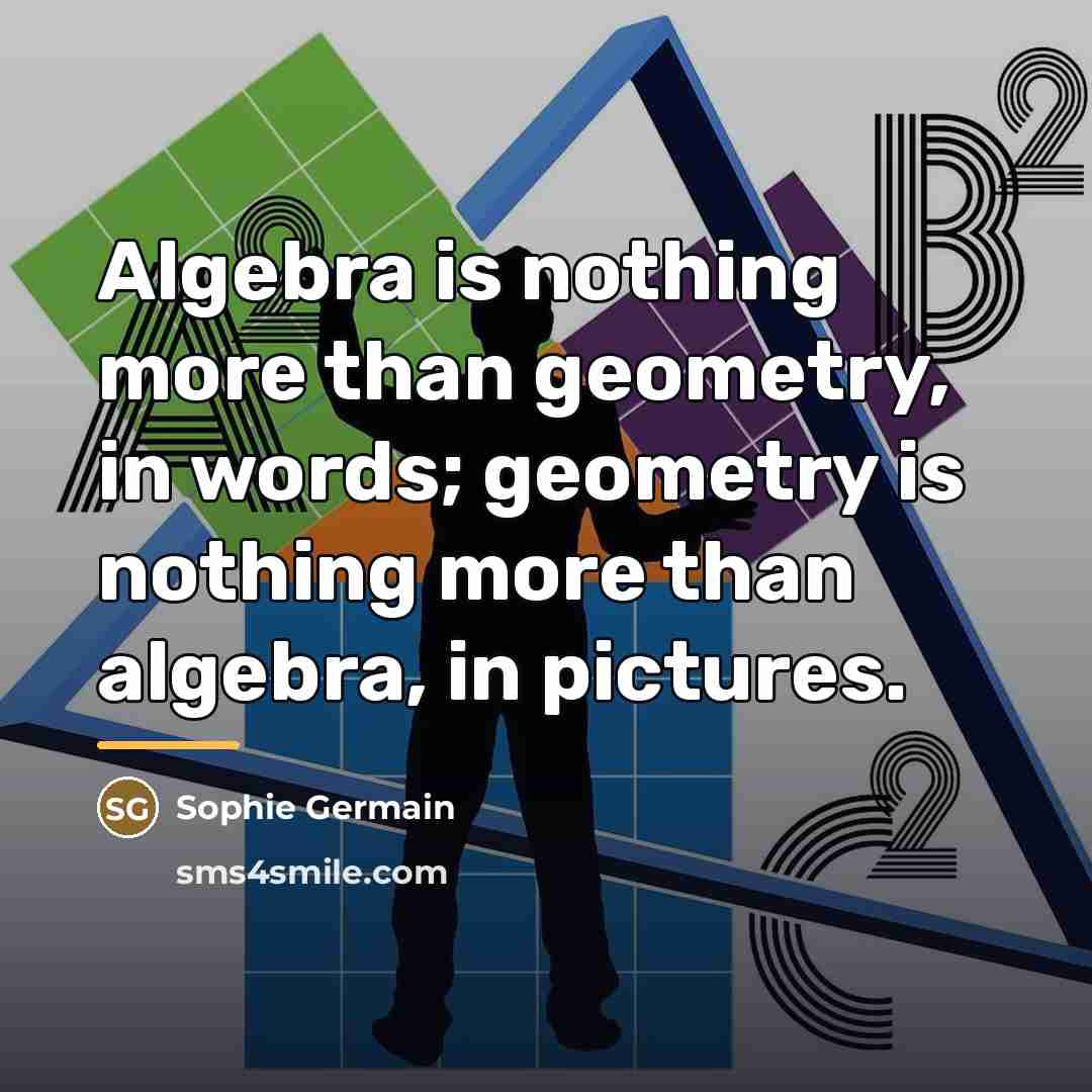 “Algebra is nothing more than geometry, in words; geometry is…” quote by Sophie Germain