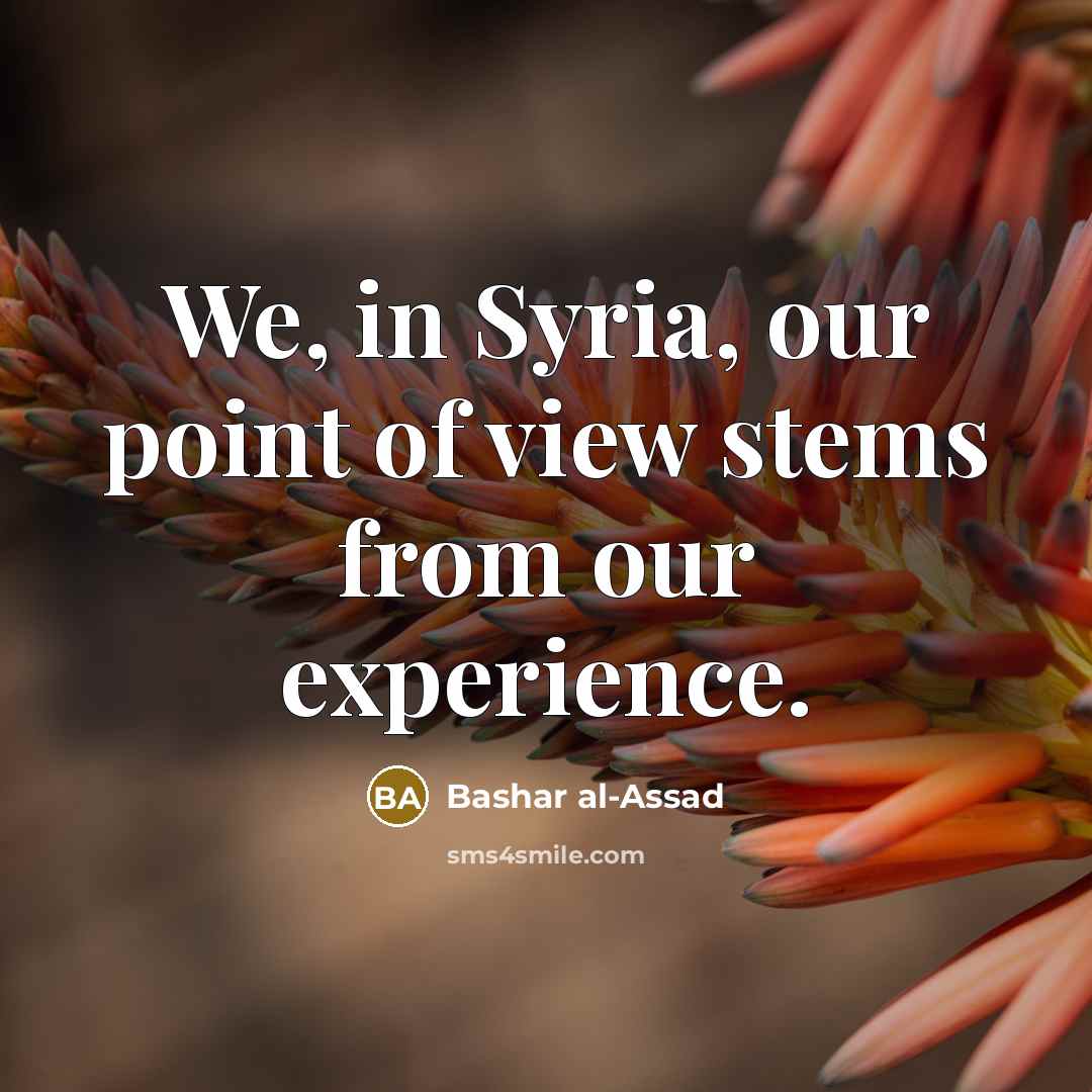 “We, in Syria, our point of view stems from our…” quote by Bashar al-Assad