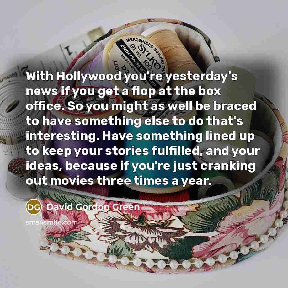 “With Hollywood you're yesterday's news if you get a flop…” quote by David Gordon Green