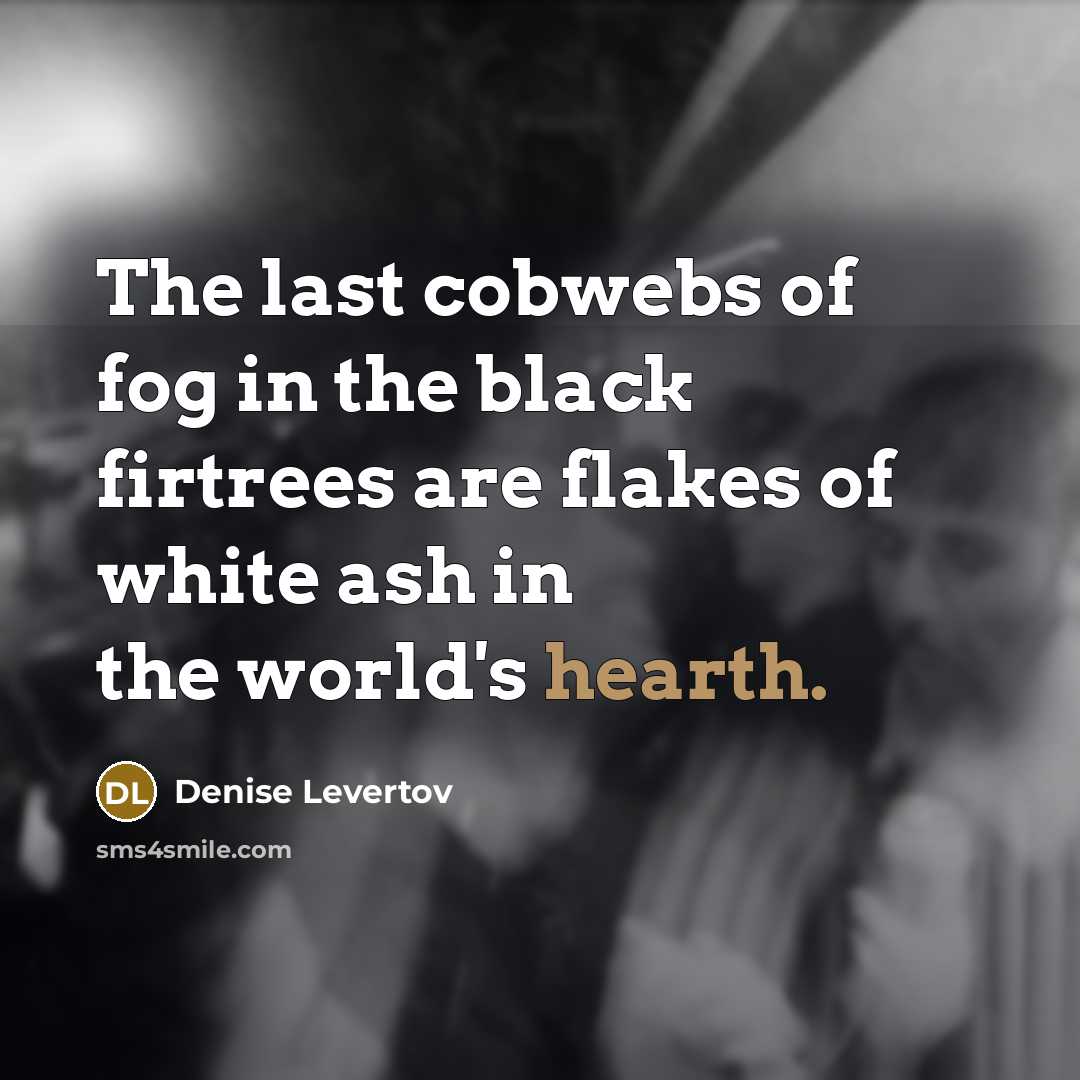 “The last cobwebs of fog in the black firtrees are…” quote by Denise Levertov