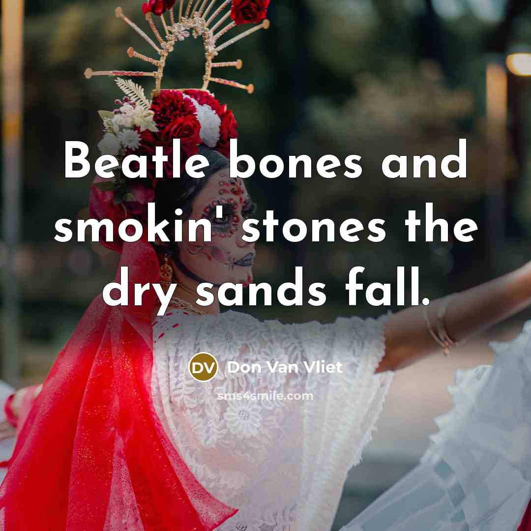 “Beatle bones and smokin' stones the dry sands fall.…” quote by Don Van Vliet