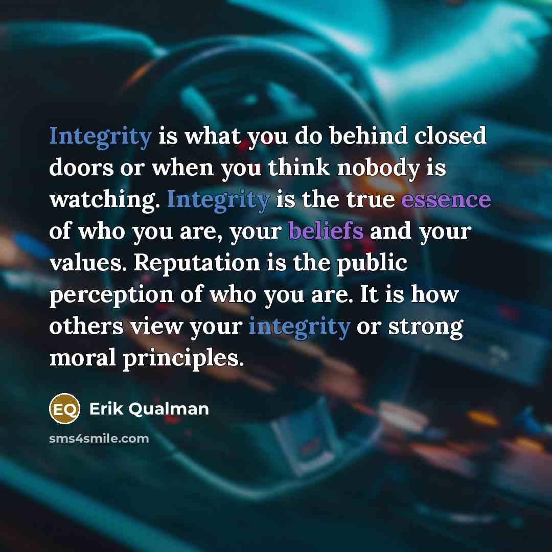 “Integrity is what you do behind closed doors or when…” quote by Erik Qualman