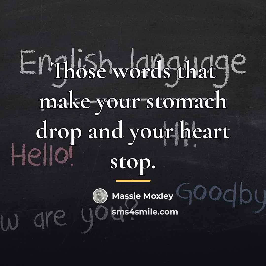 “Those words that make your stomach drop and your heart…” quote by Massie Moxley