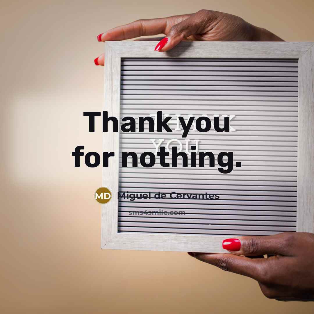 “Thank you for nothing.…” quote by Miguel de Cervantes
