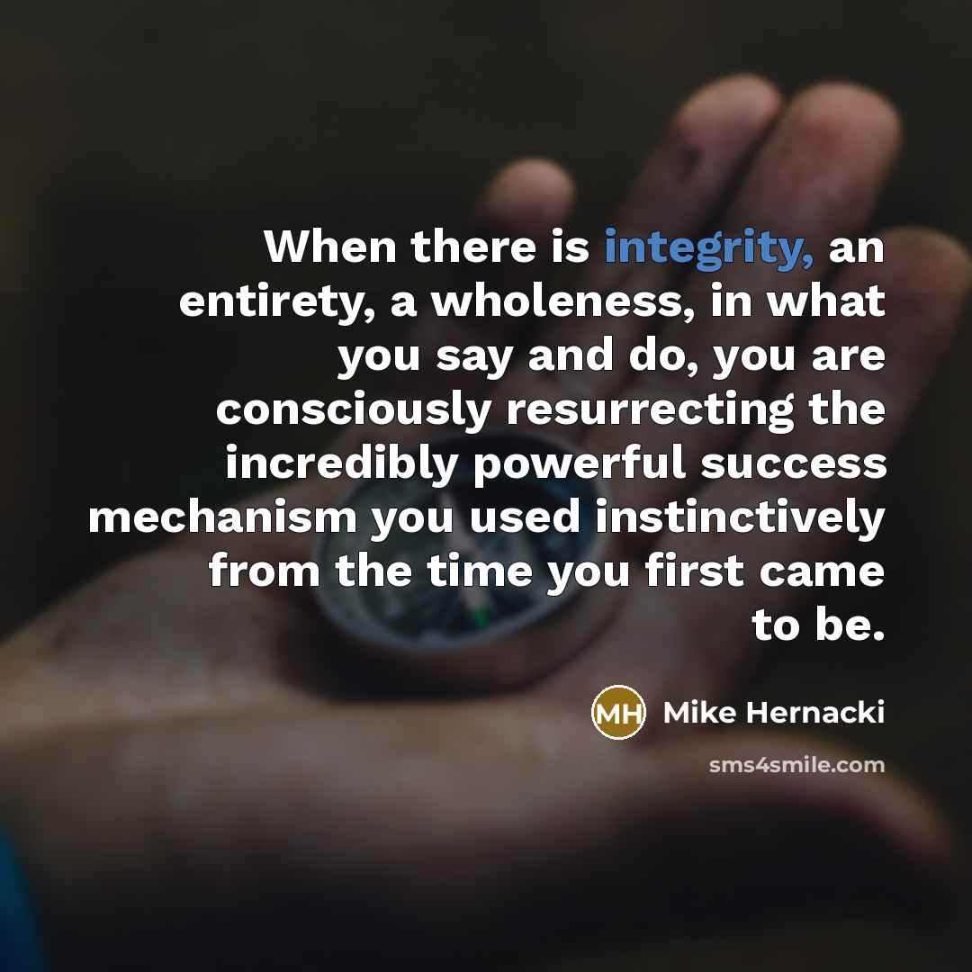 “When there is integrity, an entirety, a wholeness, in what…” quote by Mike Hernacki