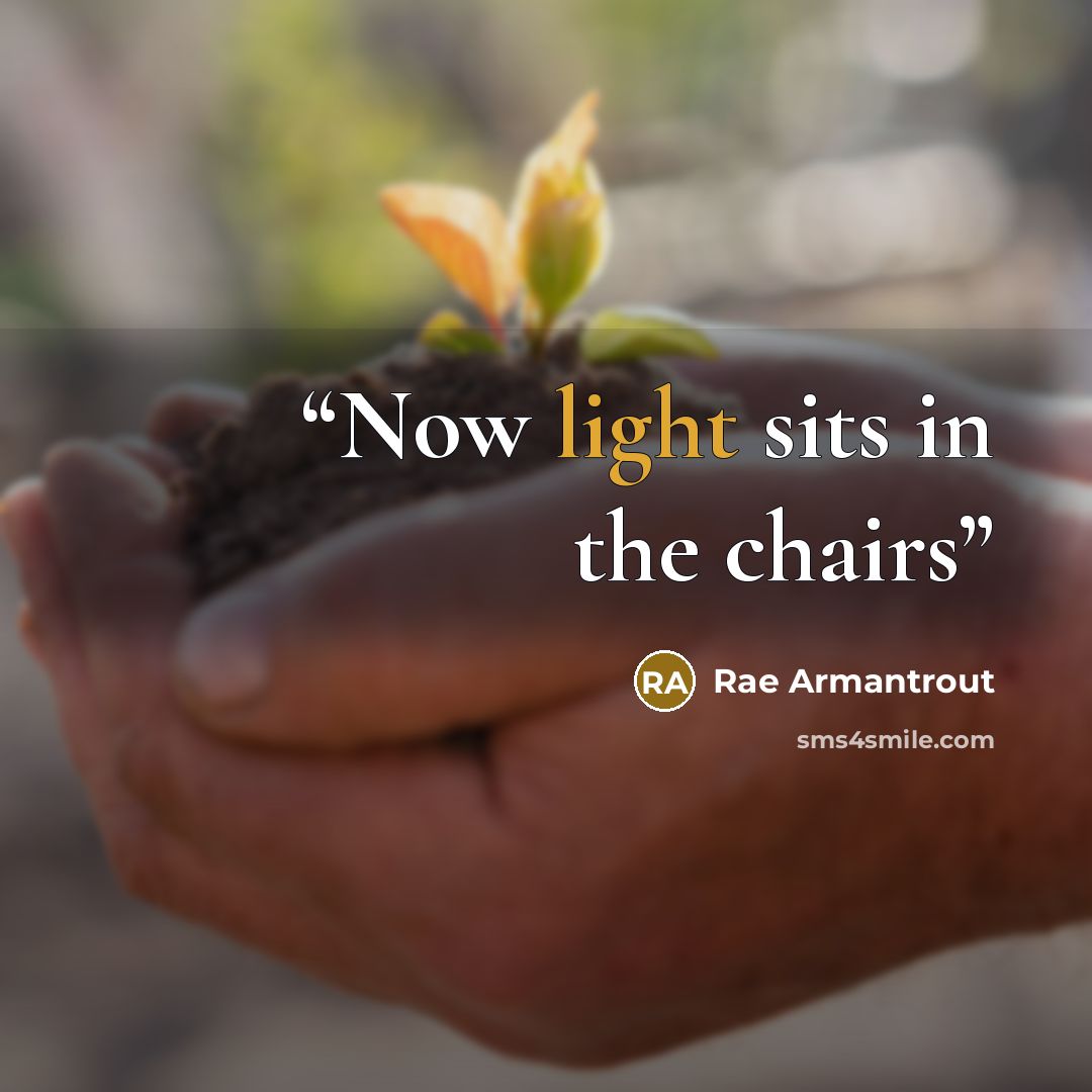 “Now light sits in the chairs” quote by Rae Armantrout
