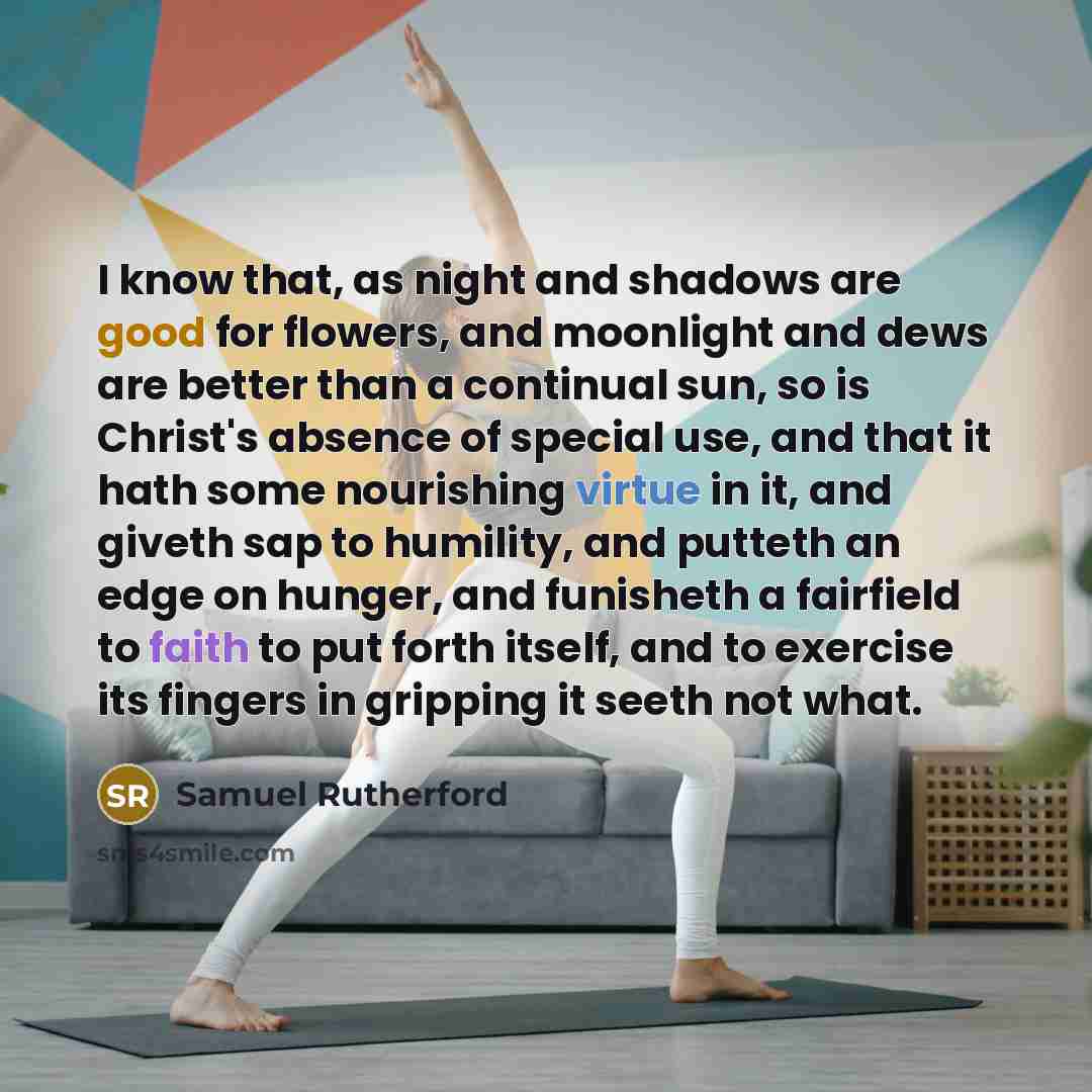 “I know that, as night and shadows are good for…” quote by Samuel Rutherford
