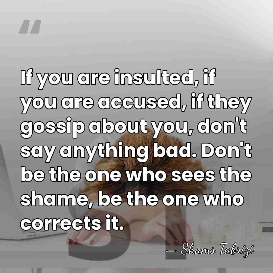If you are insulted, if you are accused, if they gossip about&hellip; - Shams Tabrizi