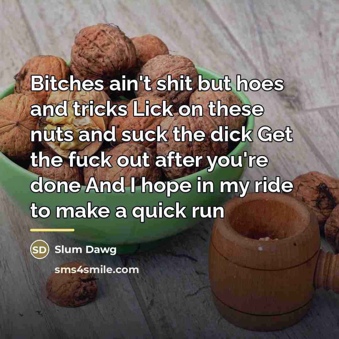“Bitches ain't shit but hoes and tricks Lick on these…” quote by Anonymous
