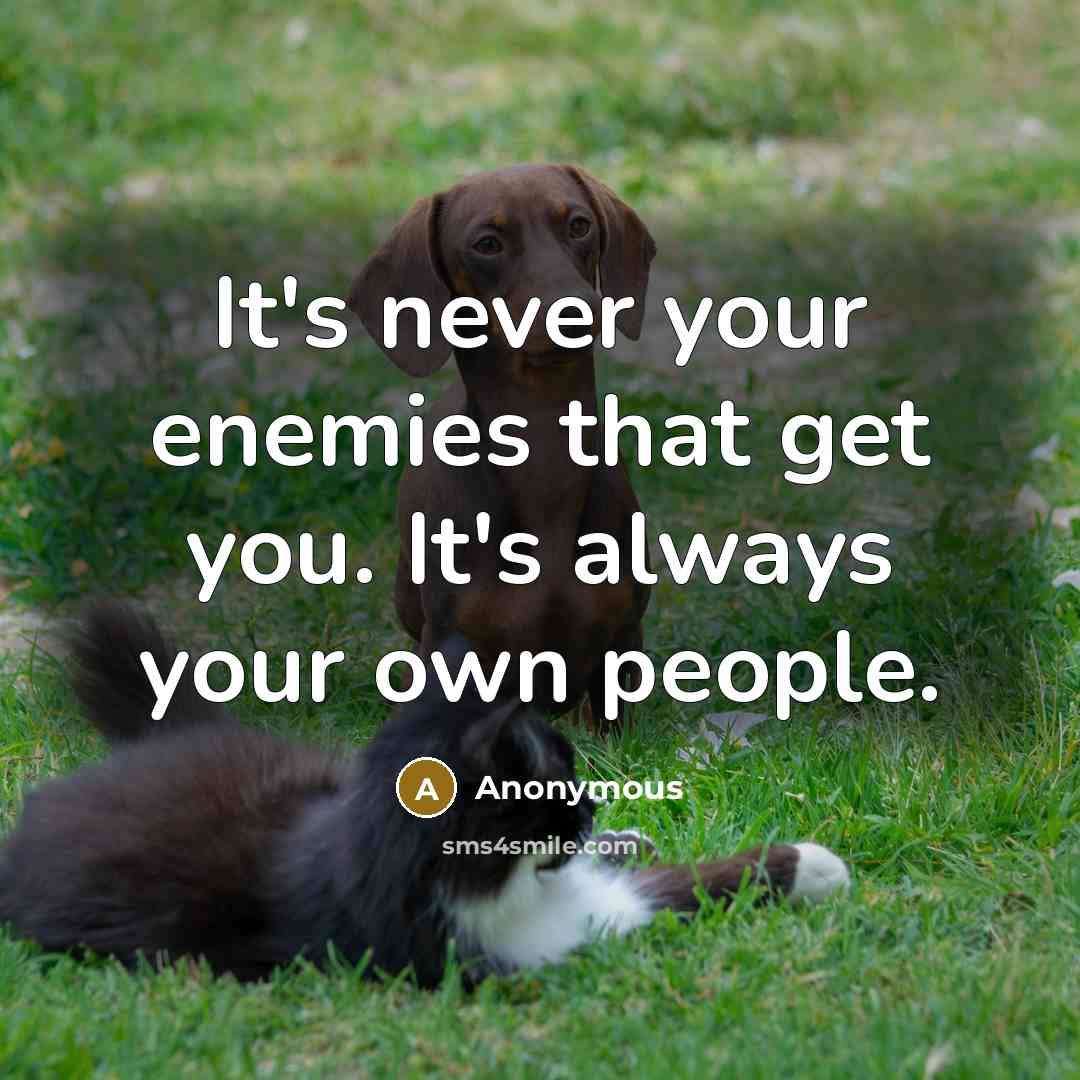 “It's never your enemies that get you. It's always your own people.” quote by Anonymous