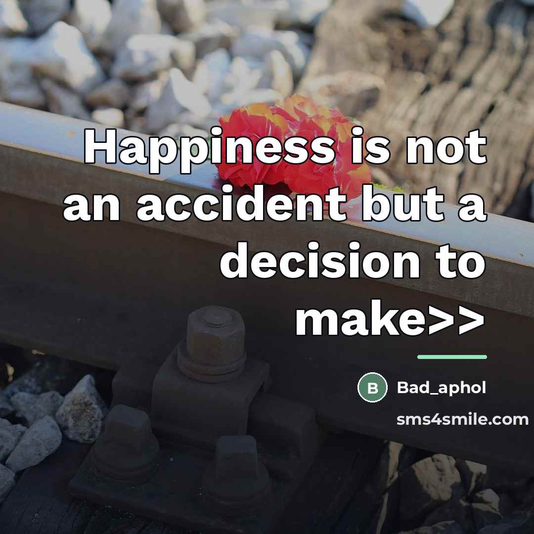 “Happiness is not an accident but a decision to make>>…” quote by Bad_aphol