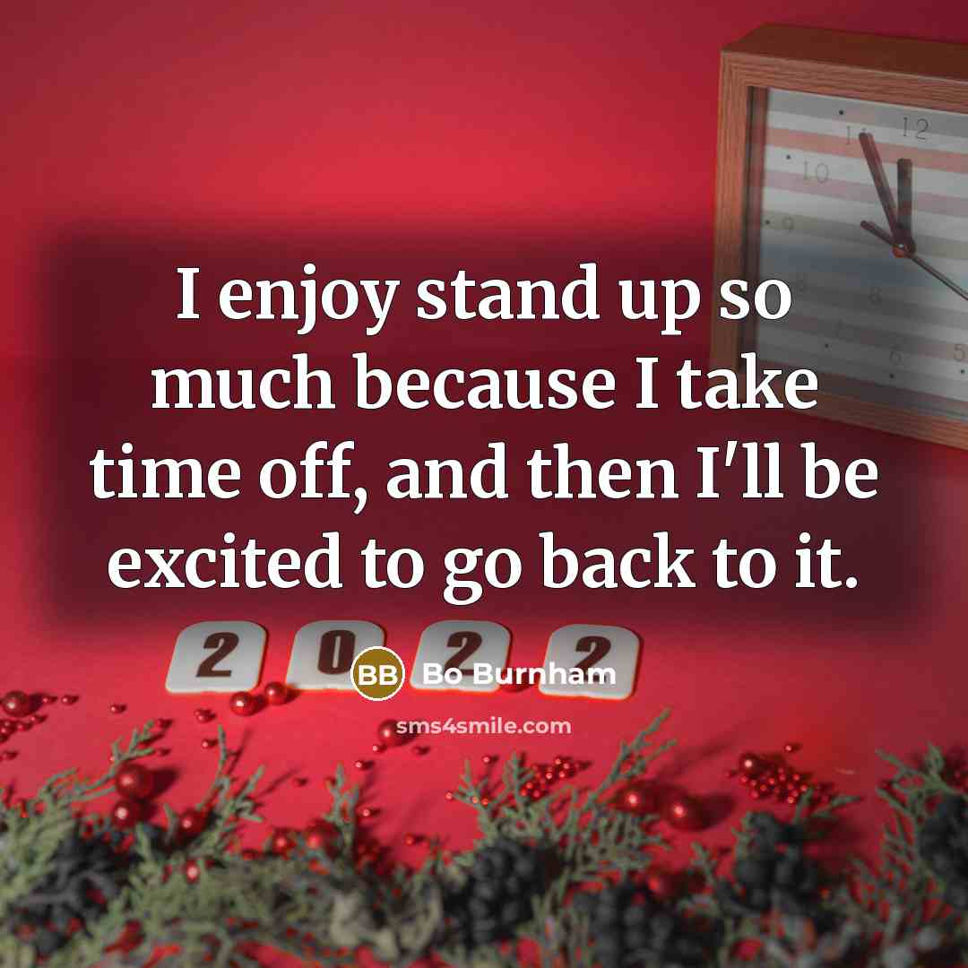 “I enjoy stand up so much because I take time off, and then I'll be excited to go back to it.” quote by Bo Burnham