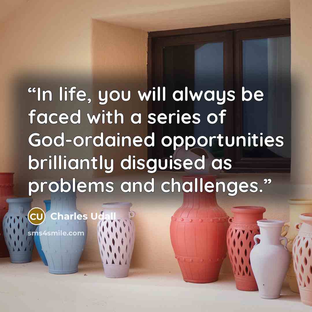 “In life, you will always be faced with a series of God-ordained opportunities brilliantly disguised as problems and challenges.” quote by Charles Udall