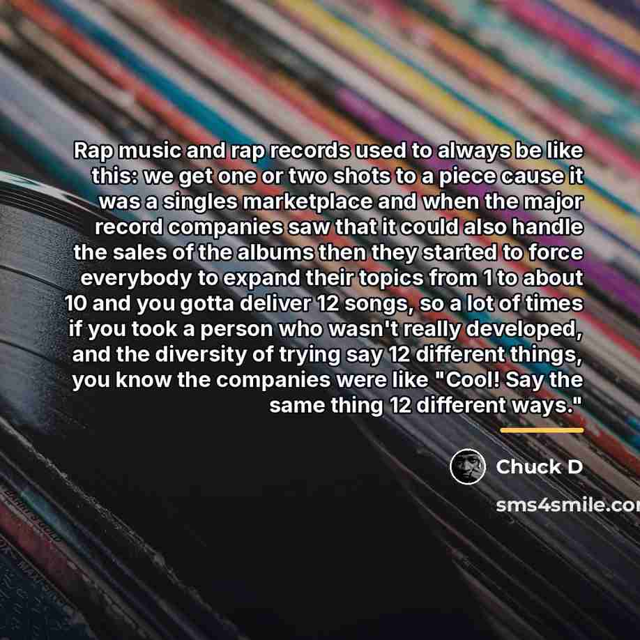“Rap music and rap records used to always be like…” quote by Chuck D