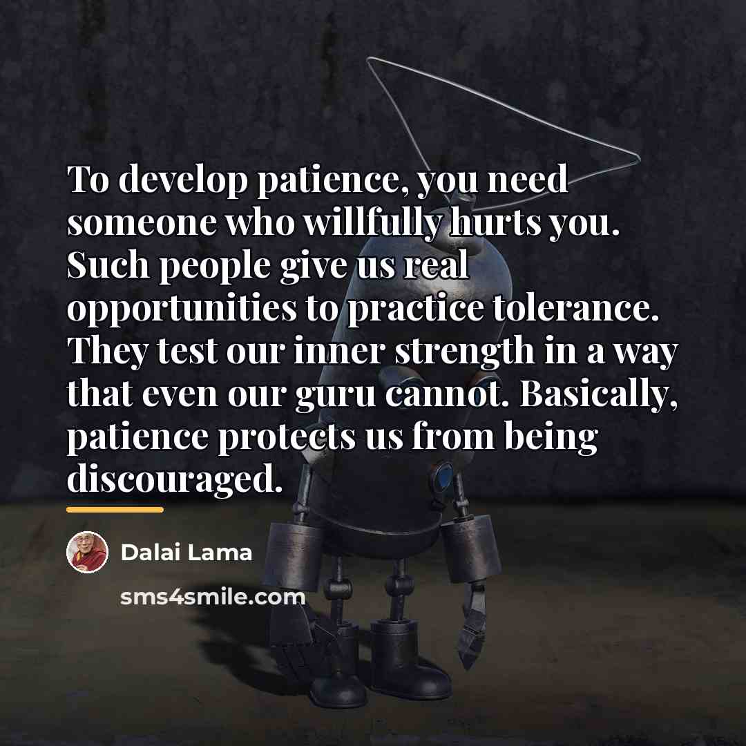 “To develop patience, you need someone who willfully hurts you.…” quote by Dalai Lama