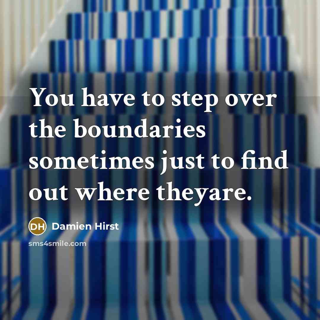 “You have to step over the boundaries sometimes just to…” quote by Damien Hirst