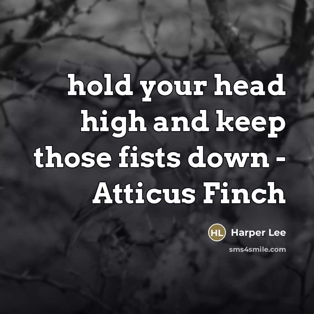 “hold your head high and keep those fists down -…” quote by Harper Lee