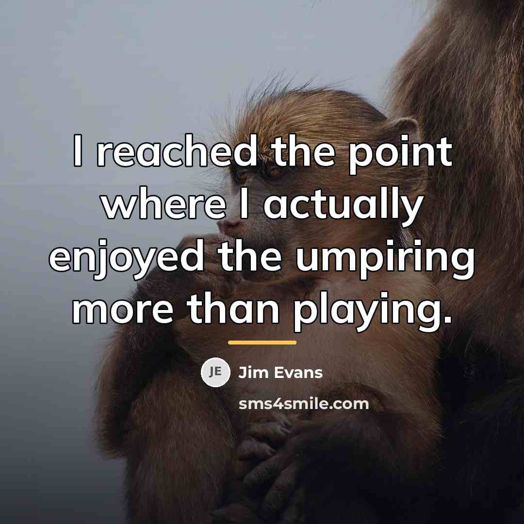 “I reached the point where I actually enjoyed the umpiring…” quote by Jim Evans