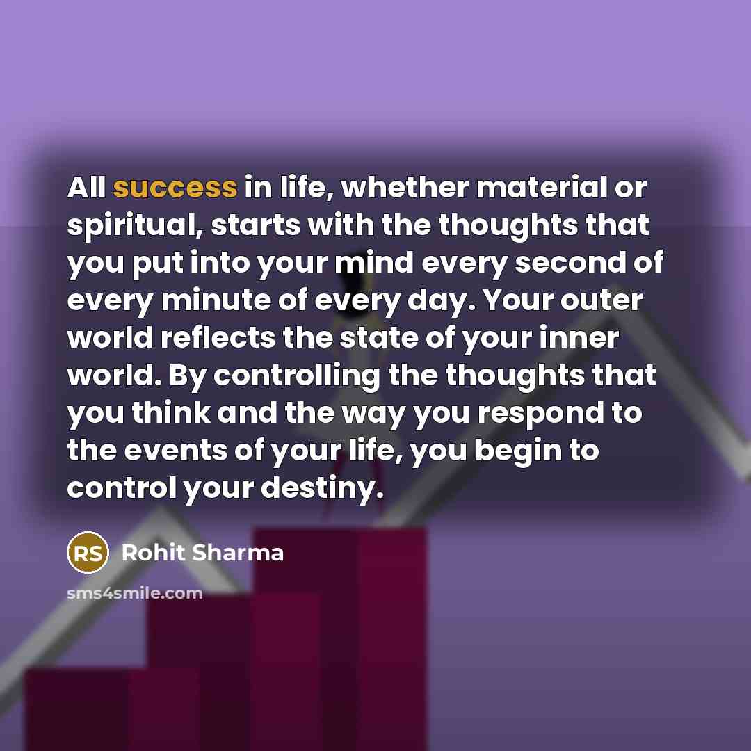 “All success in life, whether material or spiritual, starts with…” quote by Rohit Sharma