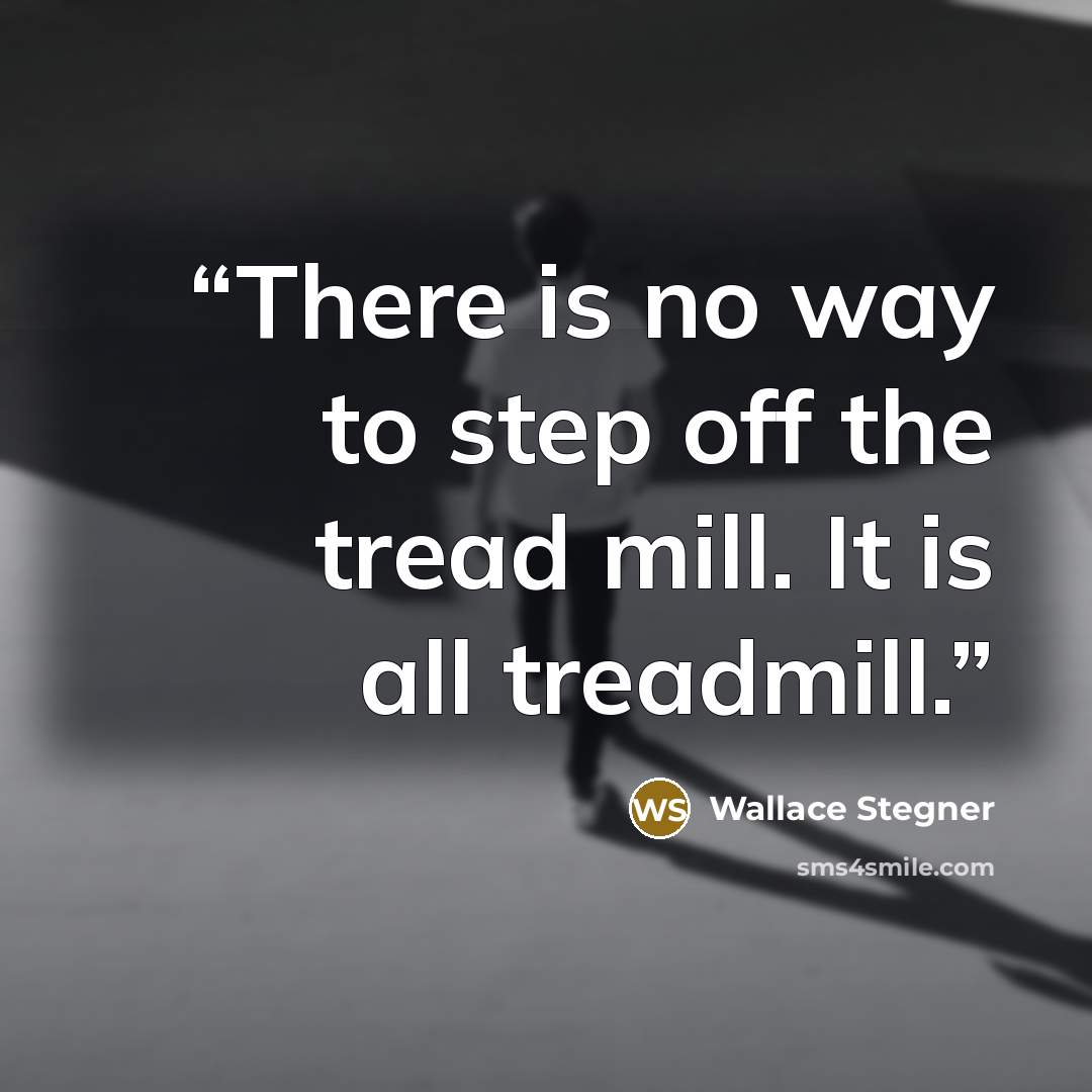 “There is no way to step off the tread mill. It is all treadmill.” quote by Wallace Stegner