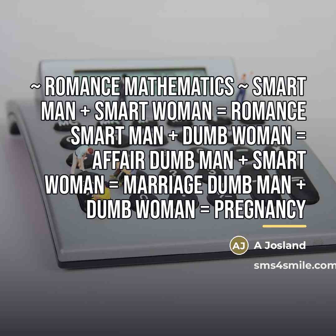“~ Romance Mathematics ~ Smart Man + Smart Woman =…” quote by A Josland