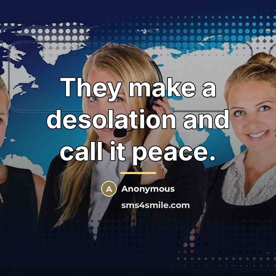 “They make a desolation and call it peace.…” quote by Anonymous