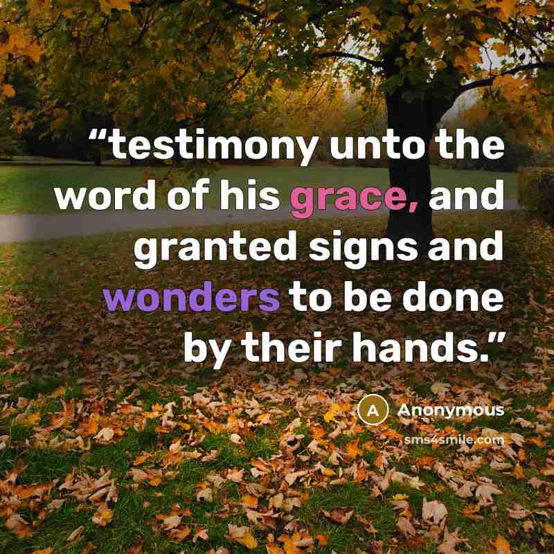“testimony unto the word of his grace, and granted signs and wonders to be done by their hands.” quote by Anonymous