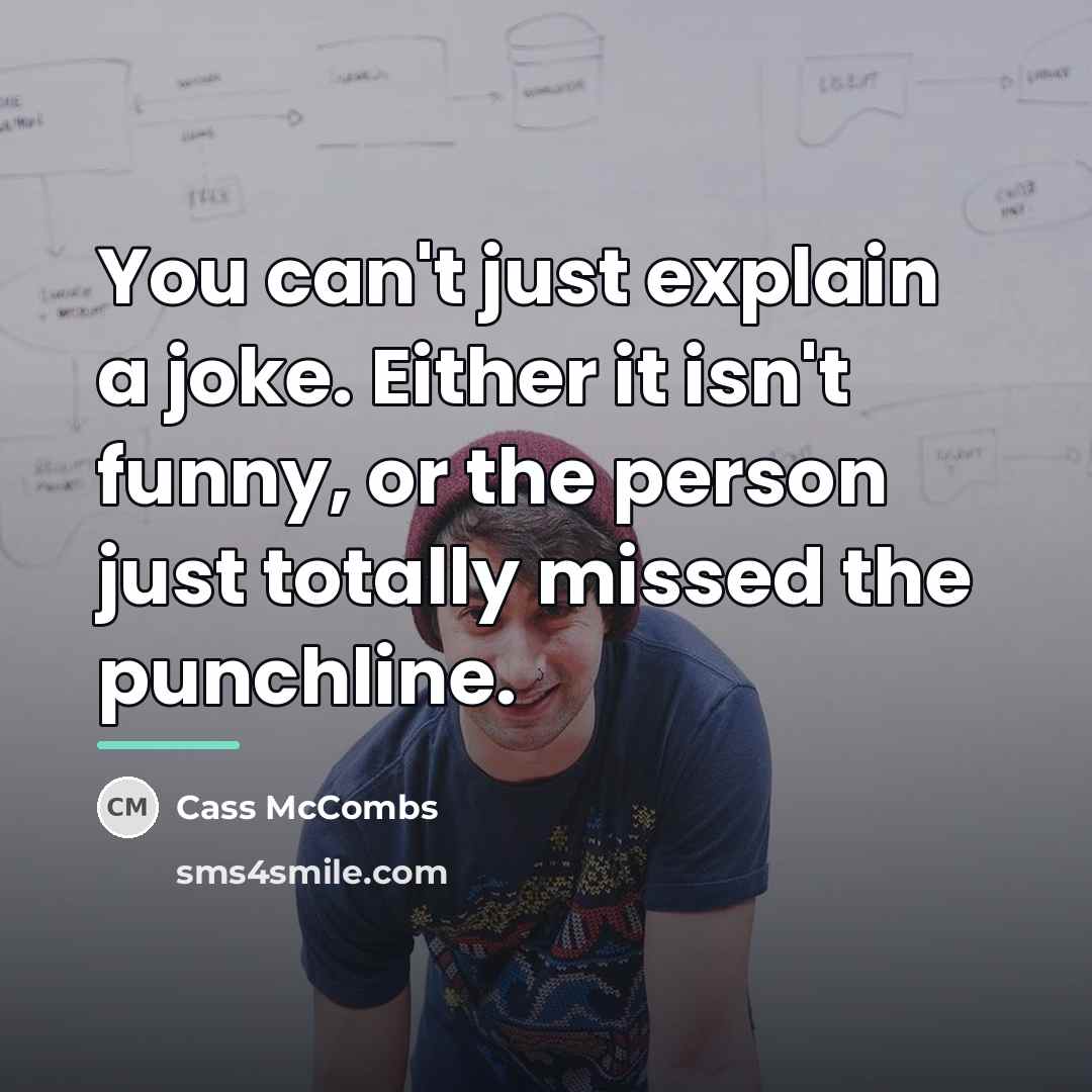 “You can't just explain a joke. Either it isn't funny,…” quote by Cass McCombs