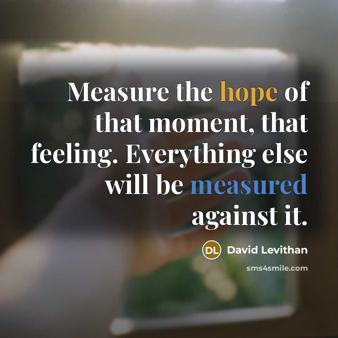 “Measure the hope of that moment, that feeling. Everything else…” quote by David Levithan