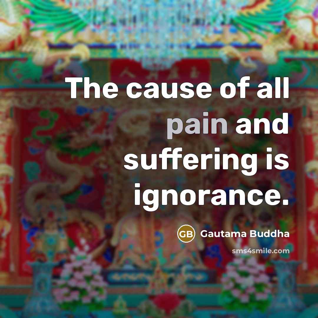 “The cause of all pain and suffering is ignorance.…” quote by Gautama Buddha