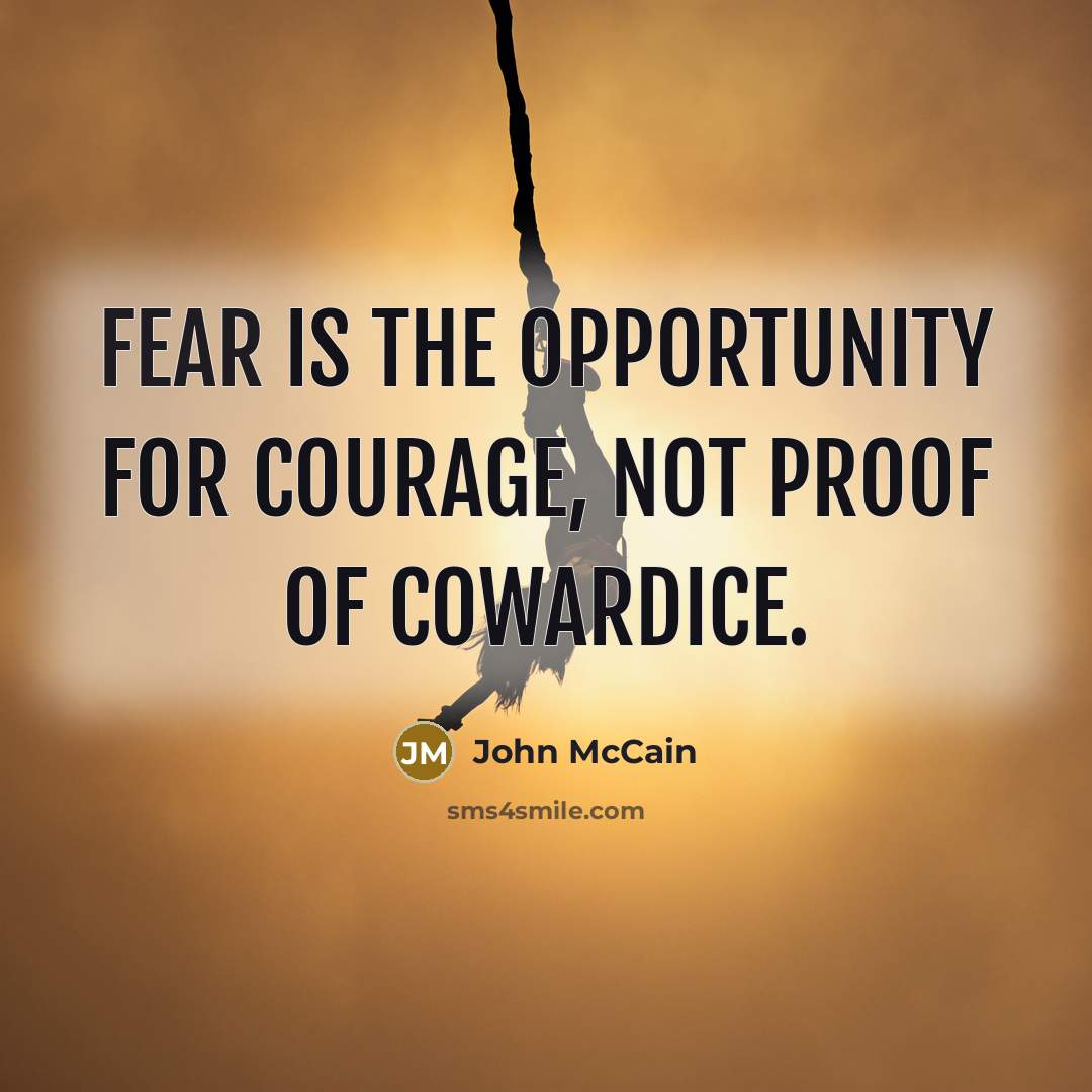 “Fear is the opportunity for courage, not proof of cowardice.…” quote by John McCain