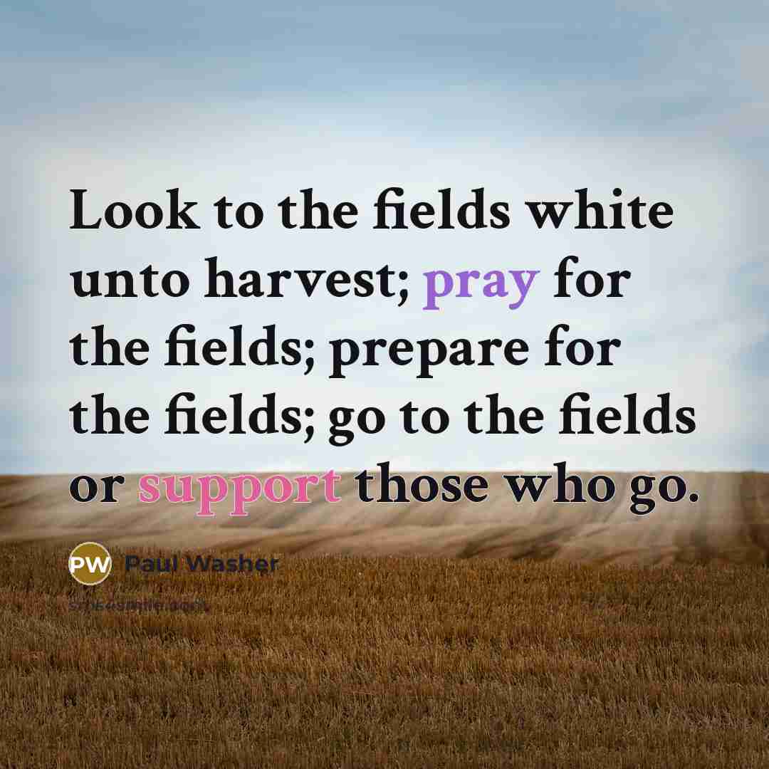“Look to the fields white unto harvest; pray for the…” quote by Paul Washer